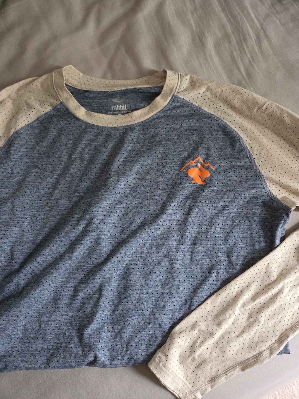 Rabbit Men's Long-Sleeve Raglan Tee in Blue and Cream